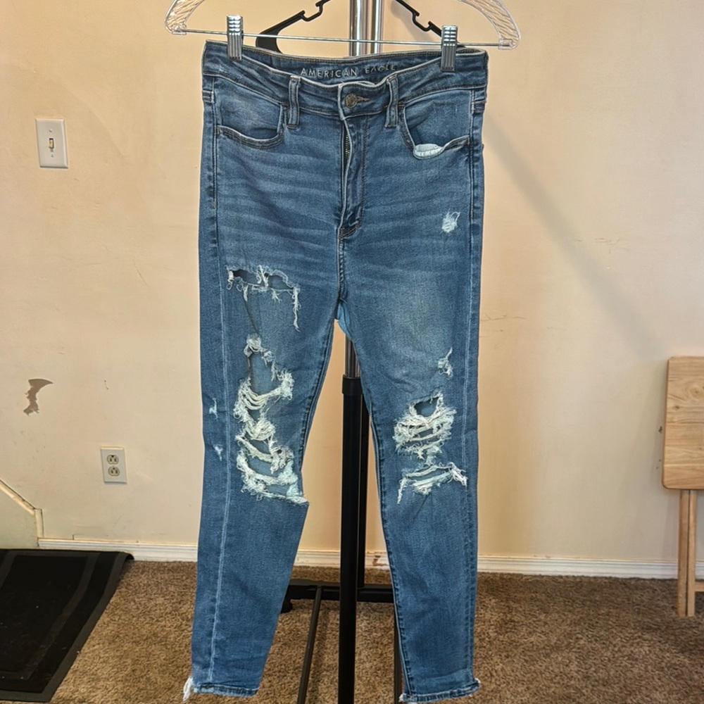American Eagle Outfitters Blue Skinny Jeans Distressed